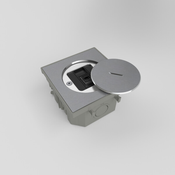 Prise sol étanche BUBOX CLASSIC Inox 316L Br Couvercle + ouvertur std -RJ45-6A N - Modelec - BFC10411/2
