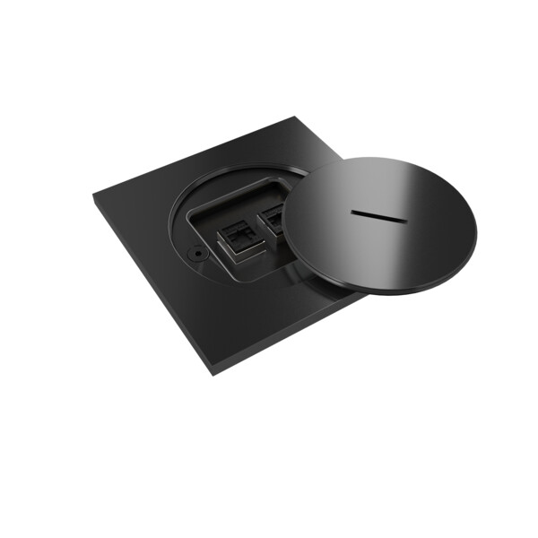 Prise sol étanche BUBOX CLASSIC Inox 316L Noir Couvercle+ouvertur std -2xRJ45 - Modelec - BFC10421/22