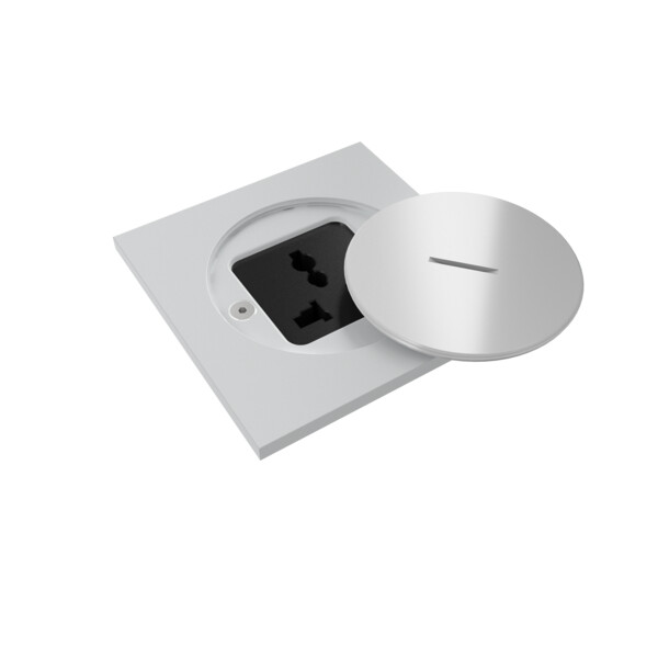 Prise de sol étanche BUBOX CLASSIC Inox Blanc Couvercle ouv std - Prise multi - Modelec - BFC105/21