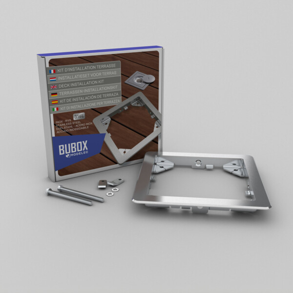 Kit Terrasse Laiton Brut Brossé - pour Prise de sol étanche BUBOX CLASSIC 5mm - Modelec - BFC108/1