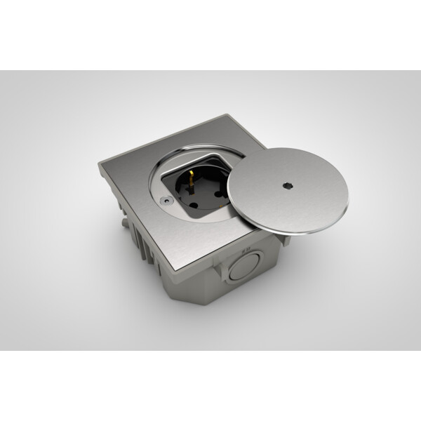 Prise de sol étanche BUBOX CLASSIC Inox 316L Br Couvercle +ouvertu sécu -Schuko - Modelec - BFC111/2