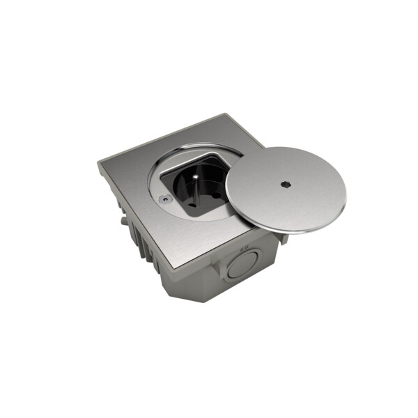 Prise de sol étanche BUBOX CLASSIC Inox 316L Br Couvercle +ouvertu sécu -2P+T FR - Modelec - BFC112/2