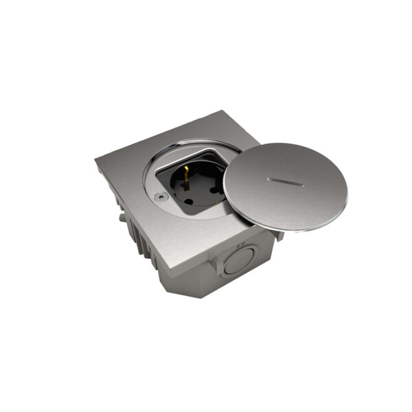 Prise de sol étanche BUBOX LINE Inox 316L Brossé Couvercle + bouchon -SHUKO NO - Modelec - BFL101/2