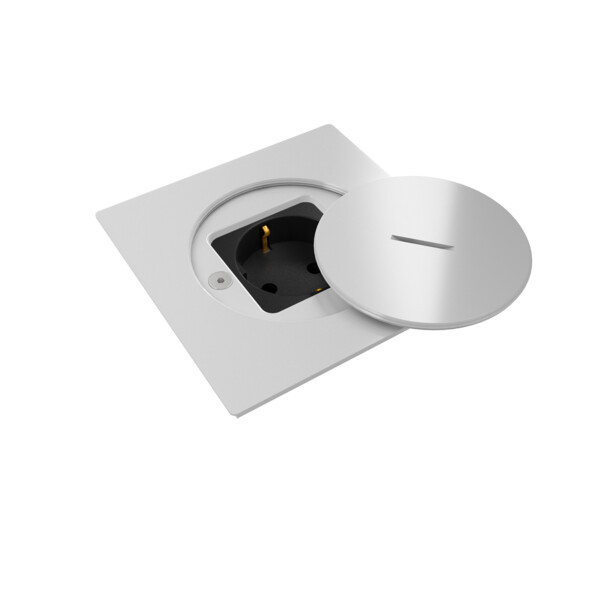Prise de sol étanche BUBOX LINE Inox Blanc Couvercle + bouchon - PC Schuko - Modelec - BFL101/21