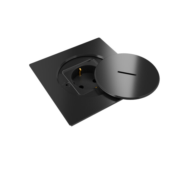 Prise de sol étanche BUBOX LINE Inox 316L Bs Couvercle + bouchon -SHUKO NOIR - Modelec - BFL101/22