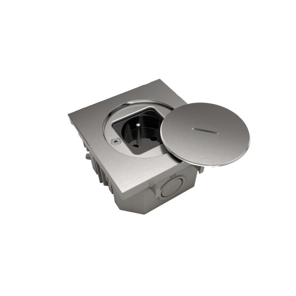 Prise de sol étanche BUBOX LINE Inox 316L Brossé Couvercle + bouchon -2P+T FR - Modelec - BFL102/2