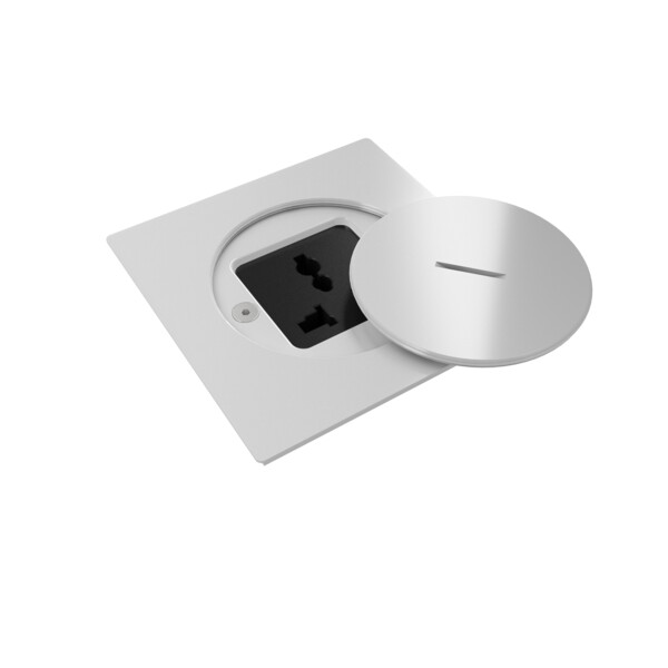 Prise de sol étanche BUBOX LINE Inox Blanc Couvercle ouv std - Prise multi - Modelec - BFL105/21