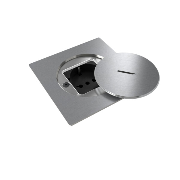 Prise de sol étanche BUBOX LINE IB Couvercle + Ouv std - PC Schuko NOIR - Modelec - BFL1073/2