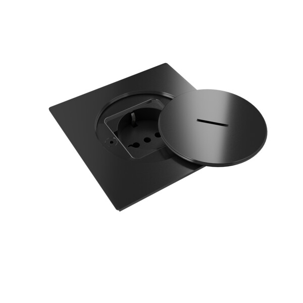 Prise de sol étanche BUBOX LINE Inox 316L Noir Couvercle ouv std - PC Schuko - Modelec - BFL1073/22