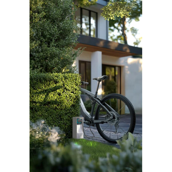 Borne de jardin Inox IP55 BUBOX BOJA Blanc mat 23CM + Prise Witty + piquet - Modelec - BJC231137-21