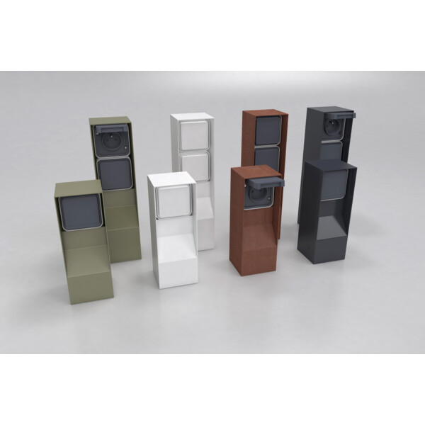 Borne de jardin Inox IP55 BUBOX BOJA Anthracite mat 33CM + 2x prise Witty - Modelec - BJC332037-24