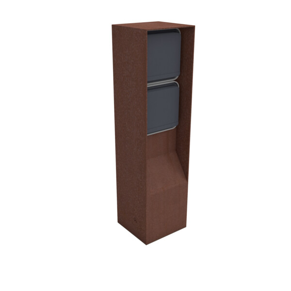 Borne de jardin Inox IP55 BUBOX BOJA Corten 33CM + 2x Adaptateur 45x45 + piquet - Modelec - BJC332145-26