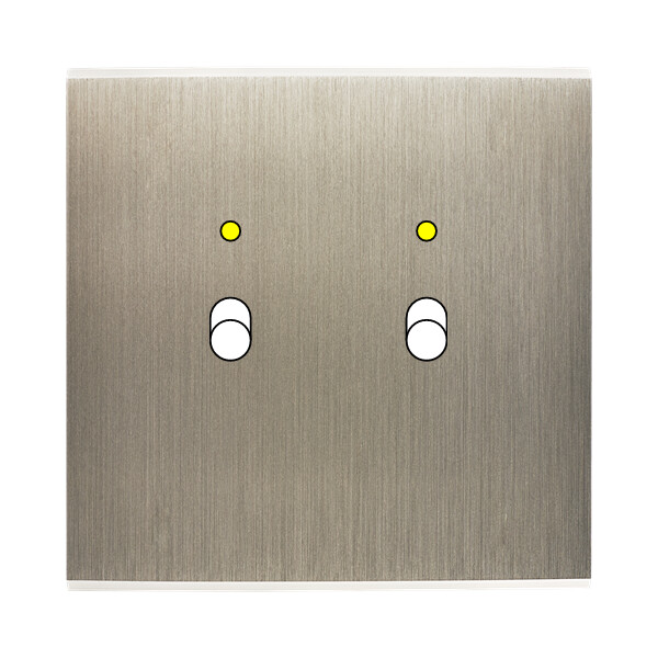 Façade confidence laiton acier brossé simple 2 basculeurs+led magnétique - Modelec - 132412M-L