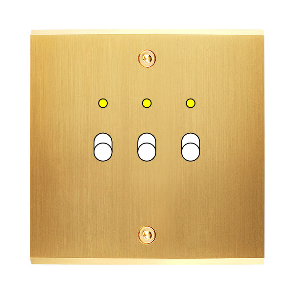 Façade confidence laiton satiné simple 3 basculeurs+led à vis - Modelec - 133419-L