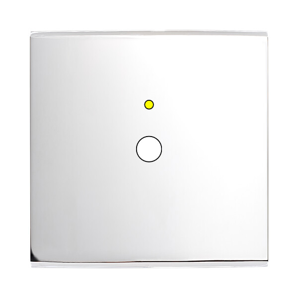 Façade confidence laiton chrome miroir simple 1 bouton push+led magnétique - Modelec - 141415M-L