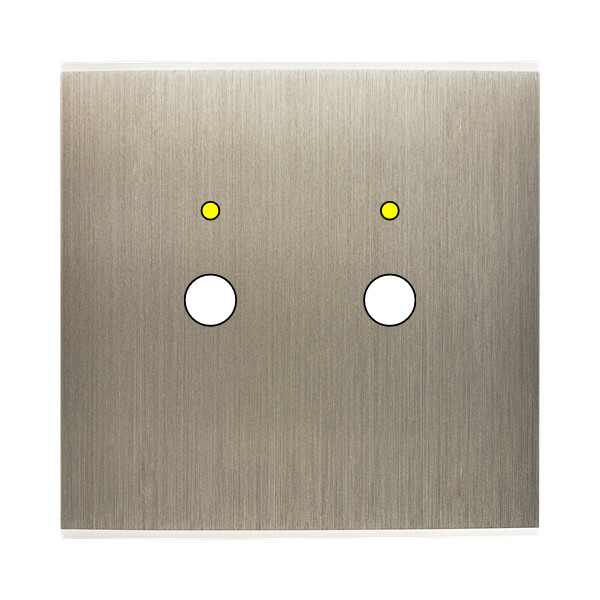 Façade confidence laiton acier brossé simple 2 boutons push+led magnétique - Modelec - 142412M-L