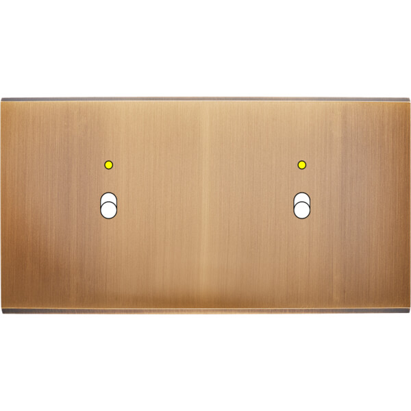 Façade confidence laiton vieux bronze double horizontale 1 basculeur+led 1 basculeur+led magnétique - Modelec - 172417M-L