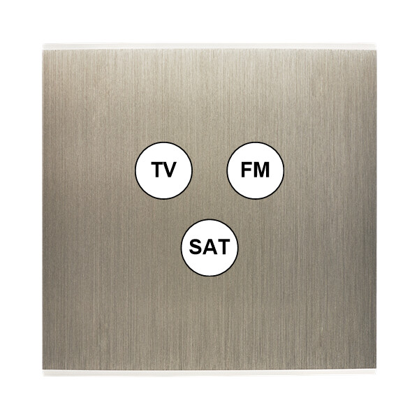 Façade Confidence Laiton  Acier simple TV-FM-SAT sans vis (196-412M) - Modelec - 196412M