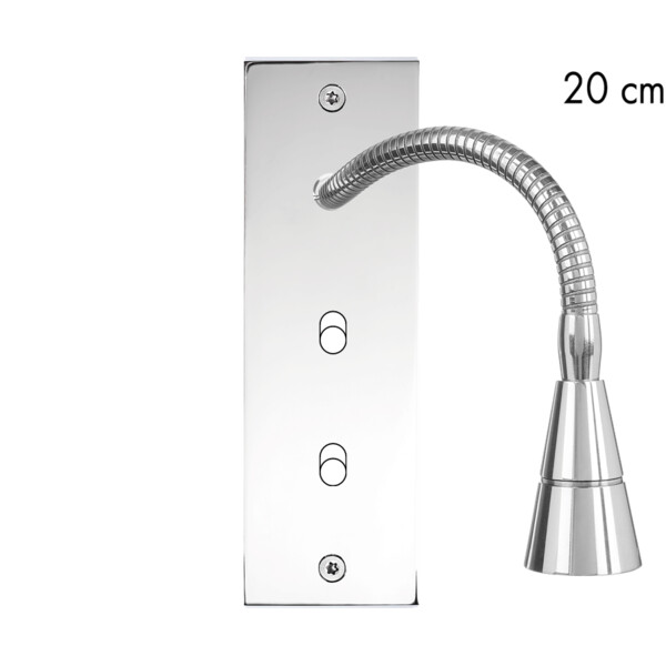 Façade Confidence Laiton  Chrome étroite longue 2 basculeurs + Liseuse 20 (206-415) - Modelec - 206415