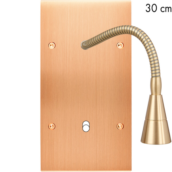 Façade confidence laiton cuivre satiné double verticale 1 basculeur + liseuse 30 - Modelec - 242423