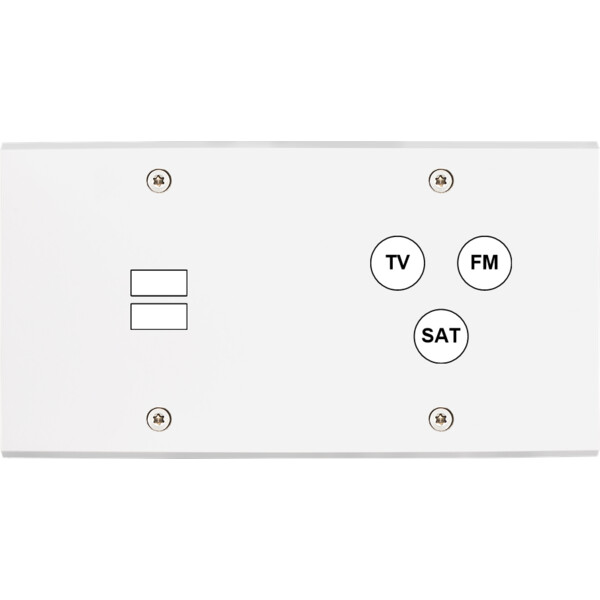 Façade confidence laiton blanc mat double horizontale ouverture pour chargeur double usb 1 tv-fm-sat à vis - Modelec - 258413