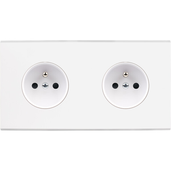 Façade Confidence Laiton  Blanc double horizontale PC PC sans vis (260-413M) - Modelec - 260413M