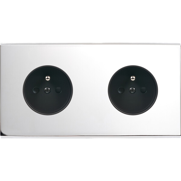 Façade Confidence Laiton  Chrome double horizontale PC PC sans vis (260-415M) - Modelec - 260415M