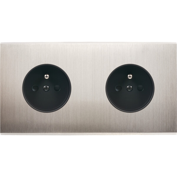 Façade Confidence Laiton  Nickel Satiné double horizontale PC PC sans vis (260-418M) - Modelec - 260418M