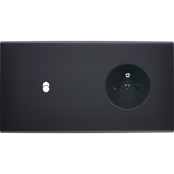 Façade Confidence Laiton  Noir double horizontale 1 basculeur PC sans vis (261-408M) - Modelec - 261408M