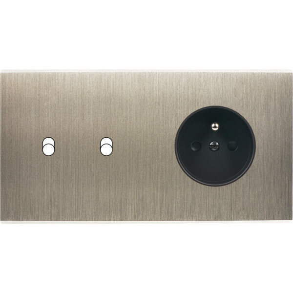 Façade Confidence Laiton  Acier double horizontale 2 basculeurs PC sans vis (262-412M) - Modelec - 262412M