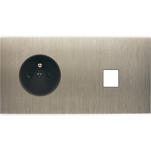 Façade Confidence Laiton  Acier double horizontale PC 1 MEDIA sans vis (263-412M) - Modelec - 263412M