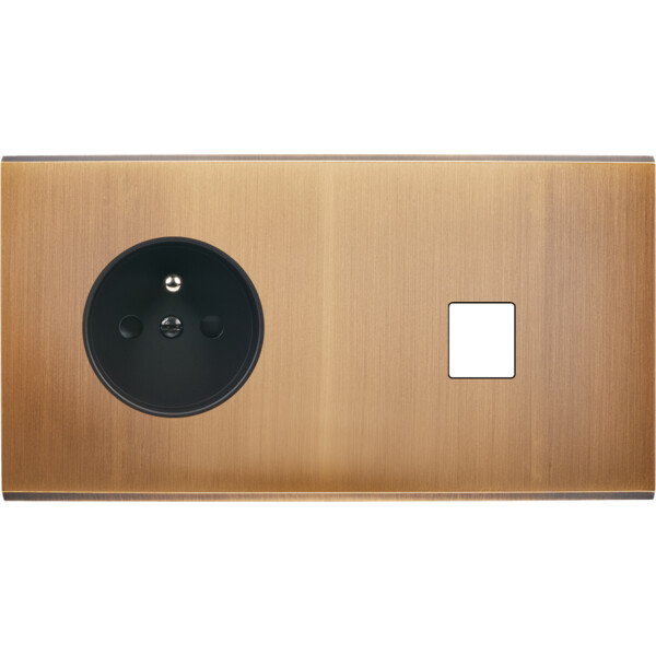 Façade Confidence Laiton  Vieux Bronze double horizontale PC 1 MEDIA sans vis (263-417M) - Modelec - 263417M