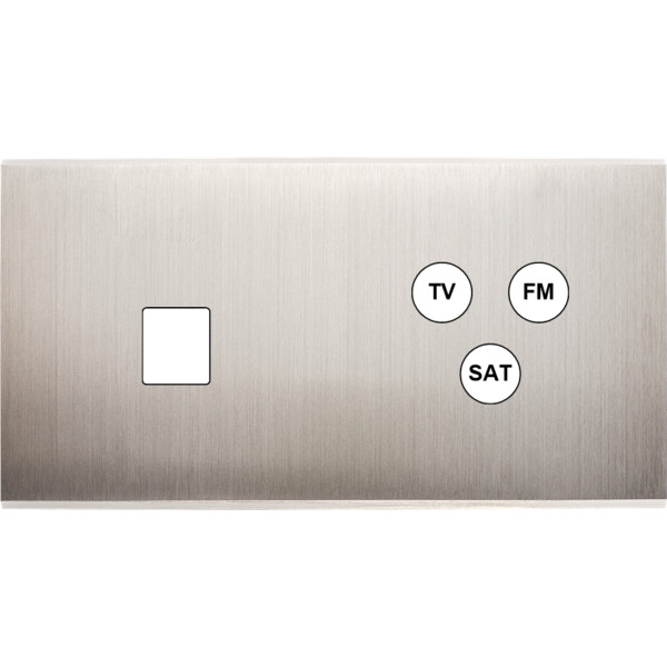 Façade Confidence Laiton  Nickel Satiné double horizontale 1 MEDIA TV-FM-SAT sans vis (269-418M) - Modelec - 269418M