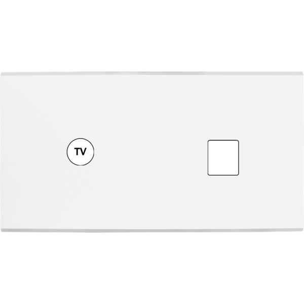 Façade Confidence Laiton Blanc Mat double horizontale PC 1 prise TV (273-413M) - Modelec - 273413M