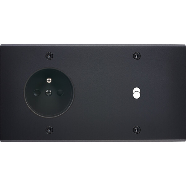 Façade confidence laiton noir mat double horizontale prise de courant 2p+t 1 basculeur vis - Modelec - 277408