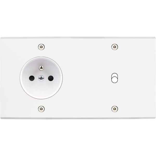 Façade confidence laiton blanc mat double horizontale prise de courant 2p+t 1 basculeur à vis - Modelec - 277413