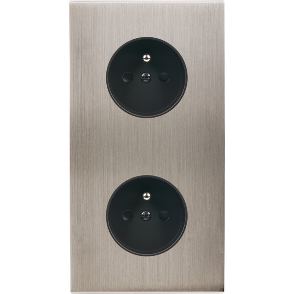 Façade Confidence Laiton  Nickel Satiné double verticale PC PC sans vis (280-418M) - Modelec - 280418M