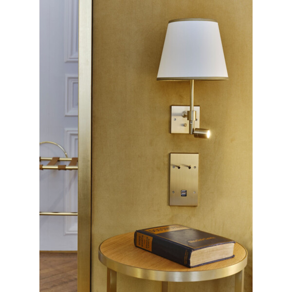 Façade confidence laiton brossé double verticale 2 basculeurs ouverture pour chargeur double usb  - Modelec - 294410M