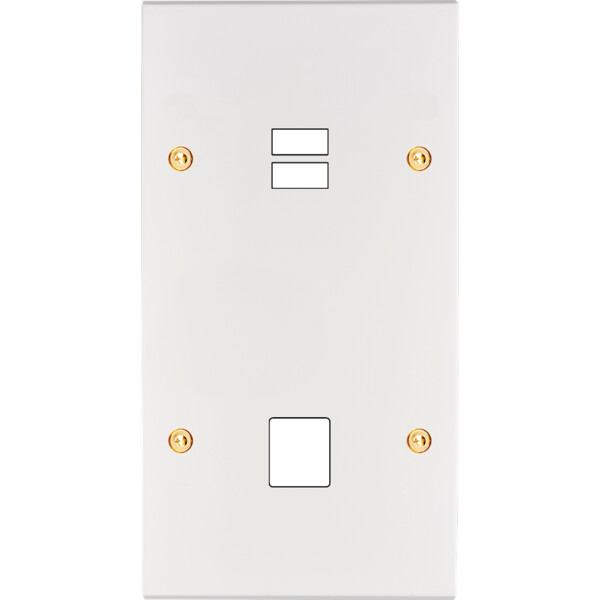 Façade confidence laiton blanc email double verticale ouverture pour chargeur double usb 1 média à vis - Modelec - 296424