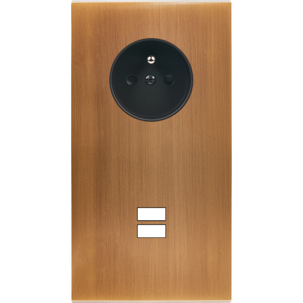 Façade confidence laiton vieux bronze double verticale prise de courant 2p+t ouverture pour chargeur double usb  - Modelec - 299417M