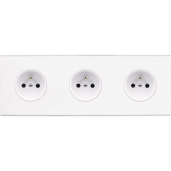 Façade Confidence Laiton  Blanc triple horizontale PC PC PC sans vis (310-413M) - Modelec - 310413M