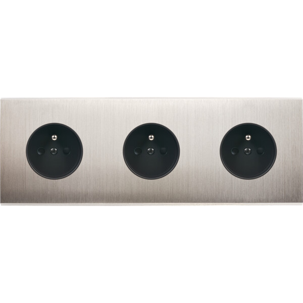 Façade Confidence Laiton  Nickel Satiné triple horizontale PC PC PC (310-418M) - Modelec - 310418M