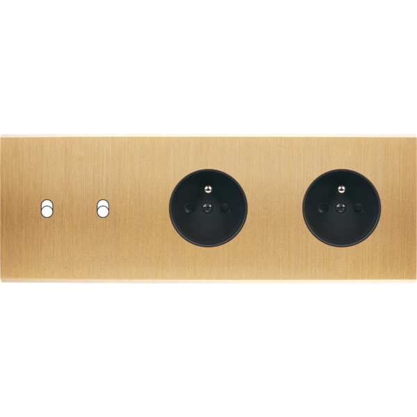 Façade Confidence Laiton Brossé triple horizontale 2 basculeurs PC PC sans vis (312-410M) - Modelec - 312410M