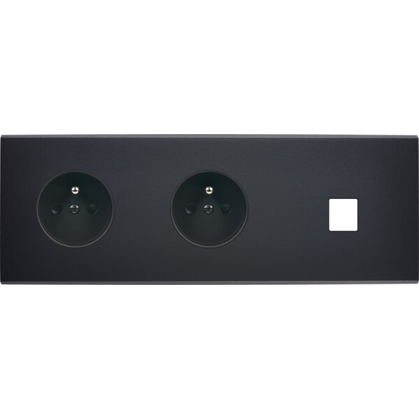 Façade Confidence Laiton  Noir triple horizontale PC PC 1 MEDIA sans vis (313-408M) - Modelec - 313408M