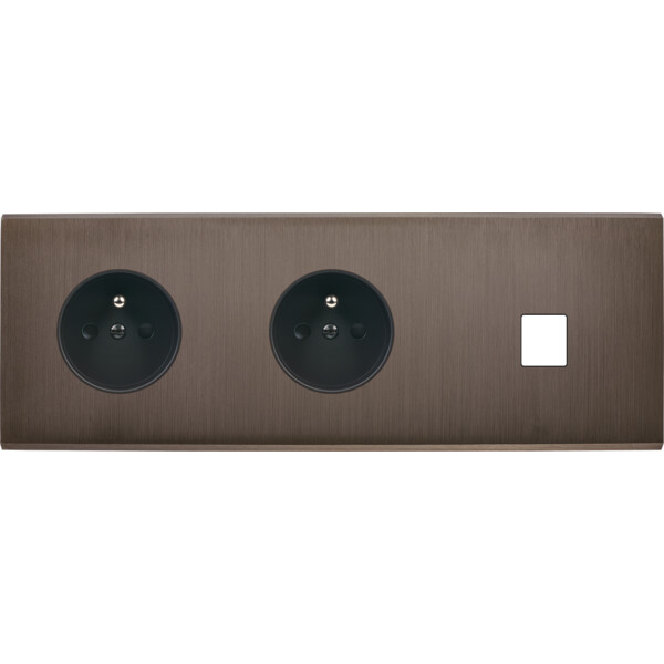 Façade Confidence Laiton  Canon de Fusil triple horizontale PC PC 1 MEDIA sans vis (313-414M) - Modelec - 313414M