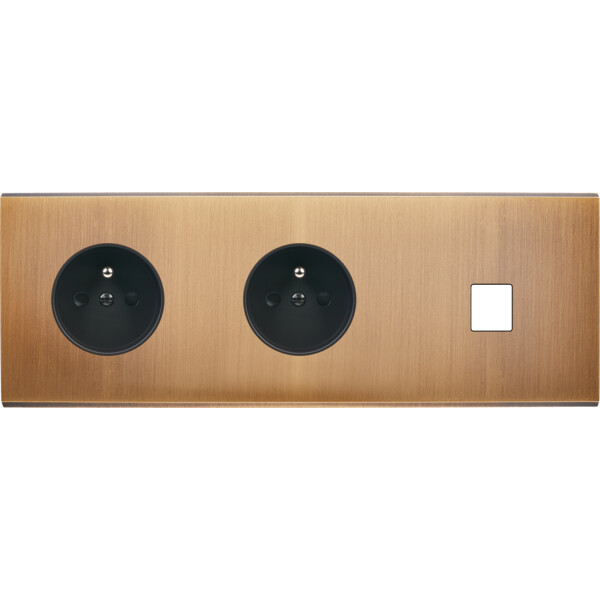 Façade Confidence Laiton  Vieux Bronze triple horizontale PC PC 1 MEDIA sans vis (313-417M) - Modelec - 313417M