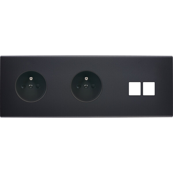 Façade Confidence Laiton  Noir triple horizontale PC PC 2 MEDIA sans vis (314-408M) - Modelec - 314408M