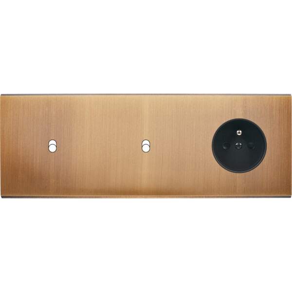 Façade  Confidence Laiton Bronze triple horizontale 1 basculeur 1 basculeur PC  (316-417M) - Modelec - 316417M