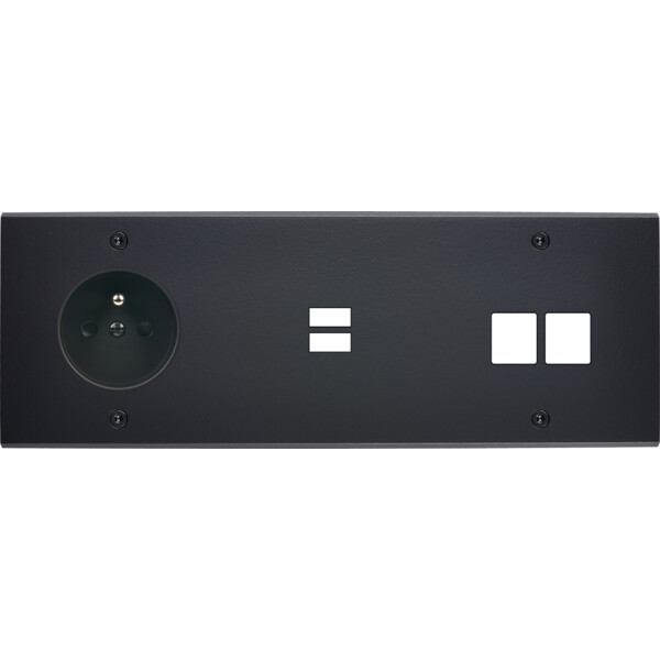 Façade confidence laiton noir mat triple horizontale prise de courant 2p+t ouverture pour chargeur double usb 2 média vis - Modelec - 336408