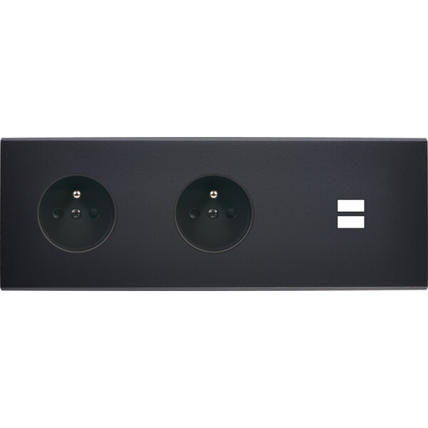 Façade confidence laiton noir mat triple horizontale prise de courant 2p+t prise de courant 2p+t ouverture pour chargeur double usb  - Modelec - 337408M